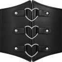 SUOSDEY Women Heart Corset Belt Goth Stylish Wide Elastic Waist Corset for Cosplay Halloween Renaissance Daily (28.8" fit waist 26"-30", 01-black)