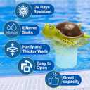 Pool Chlorine Floater, Large Capacity Floating Chlorine Dispenser Fits Up to 5 Pc 3-Inch Chemical Tablets, Heavy-Duty Plastic-Anti-Aging,Top Vacuum Design- Prevent sinkin (Turtle)