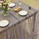 Horaldaily Grayish Purple Gold Tablecloth 60x84 Inch Rectangular, Golden Sequin Glitter Metallic Foil, Sheer Tulle Cheesecloth for Wedding Baby Shower Ceremony Birthday