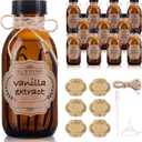 12 Pack 4 oz Vanilla Extract Bottles, Amber Boston Glass Bottle with Cap Empty Brown Glass Bottles for Homemade Vanilla Extract, Essential Oils, Juice, Potion, Syrup, Liquids, Christmas Gift