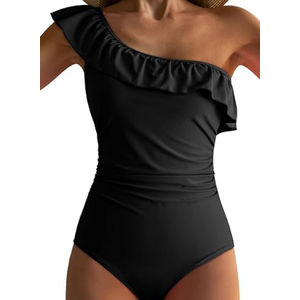 Dokotoo Womens One Piece Swimsuits One Shoulder Ruffle Bathing Suits(XXL)