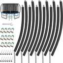 Trampoline Poles Replacement, Fit for 8-16ft Frame, Universal Curved Enclosure Net Pole, Includes Mounting Hardware & Foam Cover, 2 Installation Options