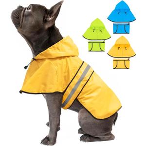 Weesiber Dog Raincoat, Adjustable Waterproof Dog Rain Jacket Poncho with Reflective Strip and Leash Hole, Lightweight Pet Rain Coat for Small to X-Large Dogs (S, Yellow)