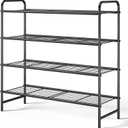 Kitsure Shoe Rack - Stainless Steel Shoe Organizer, Sturdy Shoe Rack for Closet and Front Door Entrance, Free Standing Shoe Shelf, Closet Organizers and Storage, 25.6" Wide - 4 Tier, Black