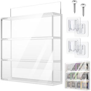 Cosmos Acrylic Display Case Clear Display Shelf Compatible with Funko Bitty Pop, 3 Layer Miniatures Figure Display Stand Showcase Wall Mount Dustproof Display Box for Mini Figures Collectibles