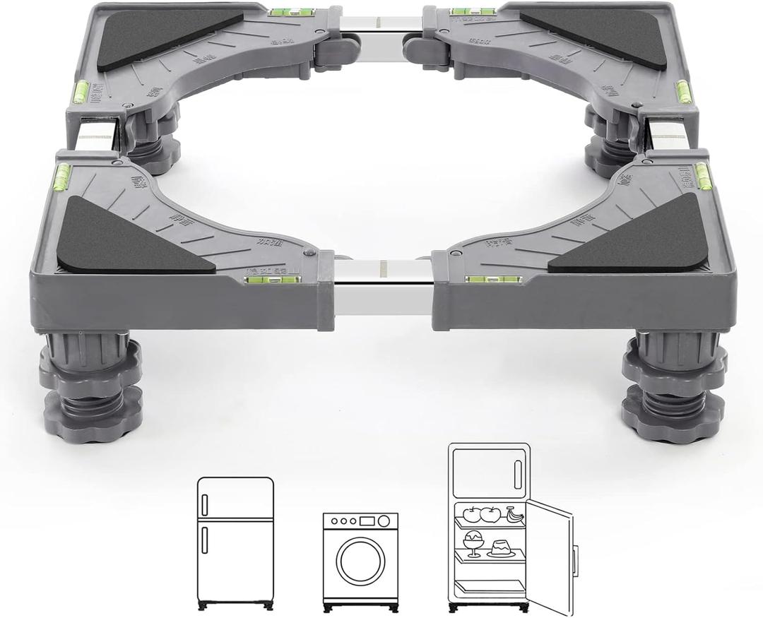 Nefish Mini Fridge Stand Adjustable Refrigerator Stand with 4 Strong Feet Universal Stand Base Washing Machine Stand Washer and Dryer Pedestals Multi-Functional Base for Appliance (Grey)