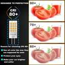 G4 LED Bulb Dimmable,Bi-pin T3 JC Type 12V AC/DC,6W Equivalent to 50-60W Halogen,Natural White 4000K for Chandelier, Landscape Lighting,RV Boat Yacht Courtyard Path,Home Lighting,4-Pack