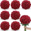 Lyrow 200 Pcs Artificial Roses Realistic Flowers Bulk Real Looking Fake Silk Rose Bouquets with Long Stem Flowers for Wedding Table Centerpieces Bridal Shower Party Home Garden Decor (Red)