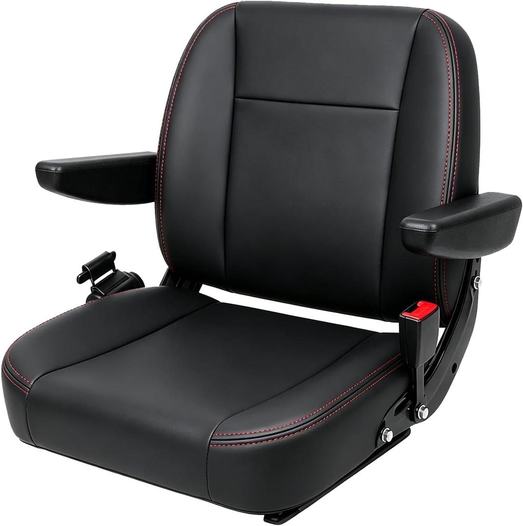 Universal Zero Turn Lawn Mower Seat Compatible with Husqvarna, Kubota,John Deere, Bad Boy,Cub Cadet Tractor & Forklift Seat Replacement with Micro Switch and Safety Belt