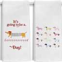 Funny Dachshund Kitchen Towels, Dachshund Lovers Gifts Dish Tea Towels for Kitchen Decor, Weiner Dog Gifts for Women Men Decorative Hand Towels for Bathroom, 16x24 Inch Set of 2