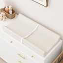YACODAVO Wipeable Baby Changing Pad for Dresser and Table, Cozy Diaper Changing Pad with Waterproof & Wipe-Clean Leather Cover, Off-White
