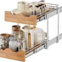 OCG Pull Out Cabinet Organizer 11" W x 21" D, 2 Tier Slide Out Shelf, Heavy-Duty Pull Out Drawer for Cabinets, Base Cabinet Organization for Kitchen, Pantry, Bathroom