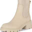 Athlefit Women's Chelsea Boots Fashion Slip on Platform Ankle Boots Lug Sole Chunky Booties (S)