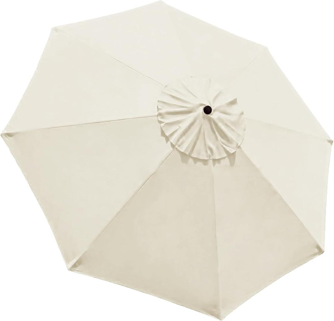 EliteShade USA 9FT Patio Umbrella Replacement Covers 8 Ribs Market Umbrella Canopy Cover (CANOPY ONLY) (Natural)
