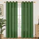 YoungsTex Olive Green Linen Curtains for Living Room 84 Inches Length, Grommet Light Filtering Drapes Privacy for Bedroom Dining Room Farmhouse Spring Decorative, 2 Panels, 52 X 84 Inch