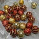 SHareconn 28ct 2.36 Inch Christmas Tree Balls Ornaments, Colored Shatterproof Plastic Decorative Baubles Decorations for Xmas Tree Decor Holiday Party Wedding Decoration (Red & Gold, 60mm)