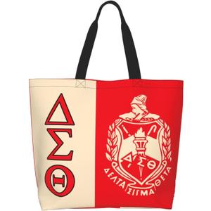 Sorority Paraphernalia Gifts for Women, Large Capacity Shopping Tote Bag, Commemorative Sisterhood Gift & Everyday Carryall (Red)