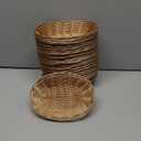 SINJEUN 20 Pack Wicker Bread Basket, Handwoven Oval Plastic Basket, Woven Tabletop Fruit Vegetables Food Serving Basket for Home, Kitchen, Restaurant, Light Brown