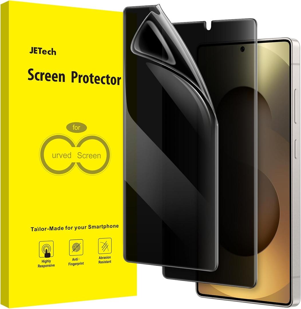 JETech Privacy Screen Protector for Samsung Galaxy S25 Ultra 5G, Anti-Spy Flexible TPU Film, Fingerprint Unlock Compatible, 2-Pack