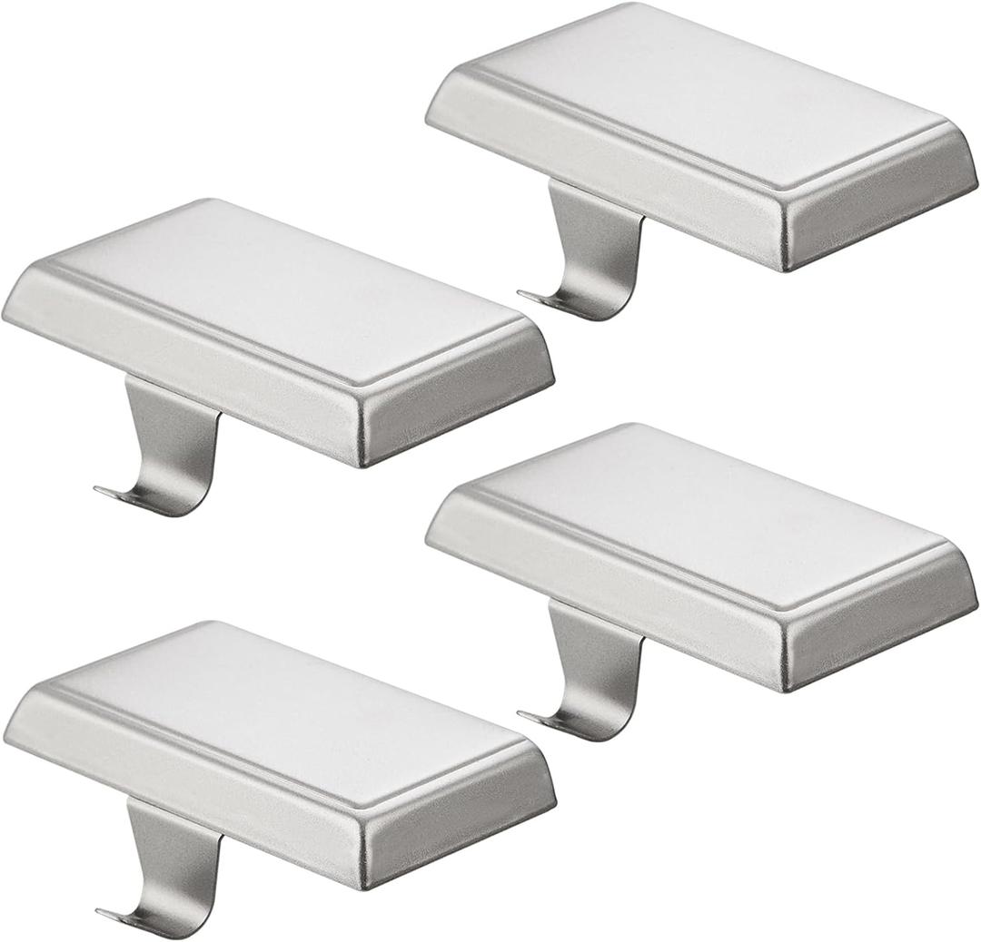 4 Pack Christmas Stocking Holders Ornament Hooks Mantel Weighted Stocking Hangers Metal Hanging Hooks Heavy Duty Stocking Holders Bases for Mantel Fireplace Party Decoration (Silver, 4)