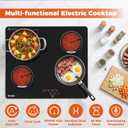 TOPWISH 24 Inch Electric Cooktop, 4 Burners Built-in Electric Stove Top Hot Plate, 6000W Drop-in Ceramic Cooktop Kitchen Stoves with Touch Control, Safety Lock, Timer, 220-240v (Hard Wired No Plug)