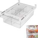 YekouMax Fridge Drawer Organizer, Refrigerator Organizer Bins, Pull Out with Handle, Shelf Holder Storage Box, Clear Container for Food, Drinks, Fit for Fridge Shelf Under 0.6" (1 Pack Medium)