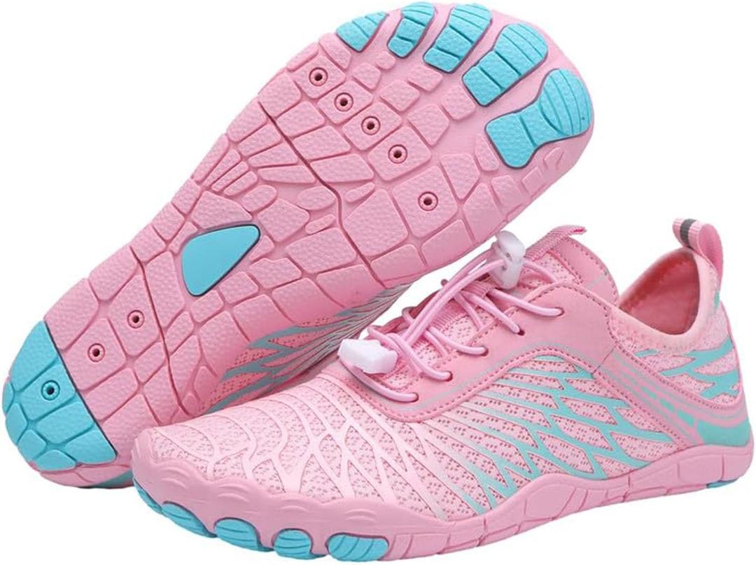 StoneLiquid Barefoot Shoes Women, Running Hike Barefoot Men Minimalist Quick Dry Footwear Wide Toe Box (8-8.5, Pink)