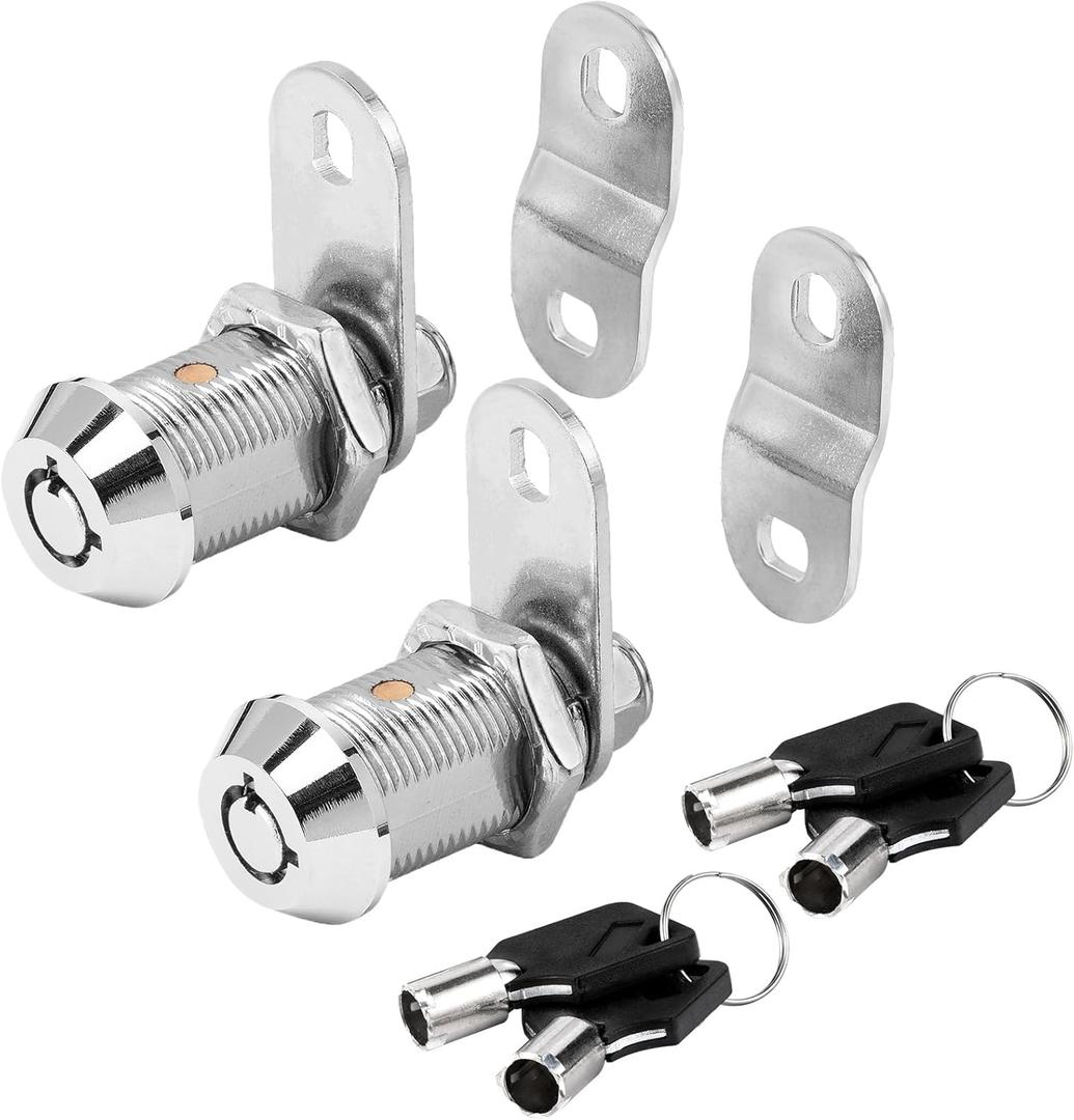 Cam Locks RV Storage Keyed Alike, 1" Fits on 3/4" Max Door Thickness, Compartment Locks for Camper Trailer Cabinet With Keys (1 Inch 2 Pack)