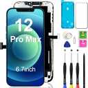 for iPhone 12 Pro Max Screen Replacement 6.7 inch, 3D Touch LCD Screen Display Digitizer Frame Assembly Repair Kit with Waterproof Seal+Repair Tools+Screen Protector for A2342, A2411, A2412, A2410