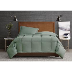 London Fog Garment Washed Solid Comforter Set Green Microfiber 3-Piece Full/Queen Comforter Set, Solid Themed, Adult and Teen, Oeko-TEX Certified