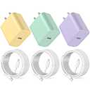 3 Pack USB C Charger, 20W PD USB C Wall Fast Charger Adapter with 3 Pack [MFi Certified] 6FT Type C to Lightning Cable Compatible with iPhone 14 13 12 11 Pro Max XR XS X,iPad(Yellow+Purple+Green)