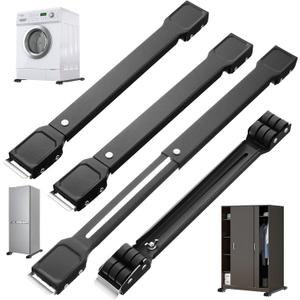 4 Pack Appliance Rollers for Washer and Dryer Heavy Duty Appliance Sliders for Kitchen Appliances Max 28 Inch Extendable Furniture Mover for Washing Machines Dryers Refrigerators(Black)