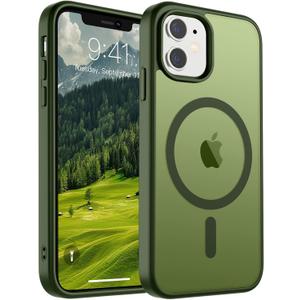 SUPFINE Magnetic for iPhone 11 Case(Compatible with MagSafe)(Military Grade Drop Protection) Slim Translucent Matte Shockproof with Anti-Fingerprint Phone Case,Cangling Green