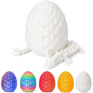 Dragon Eggs with Dragon Inside 3D Printed, Mystery Dragon Egg Articulated Crystal Fidget Toy for Kids Adults Women Men Funny Gift Desk Decor (White)