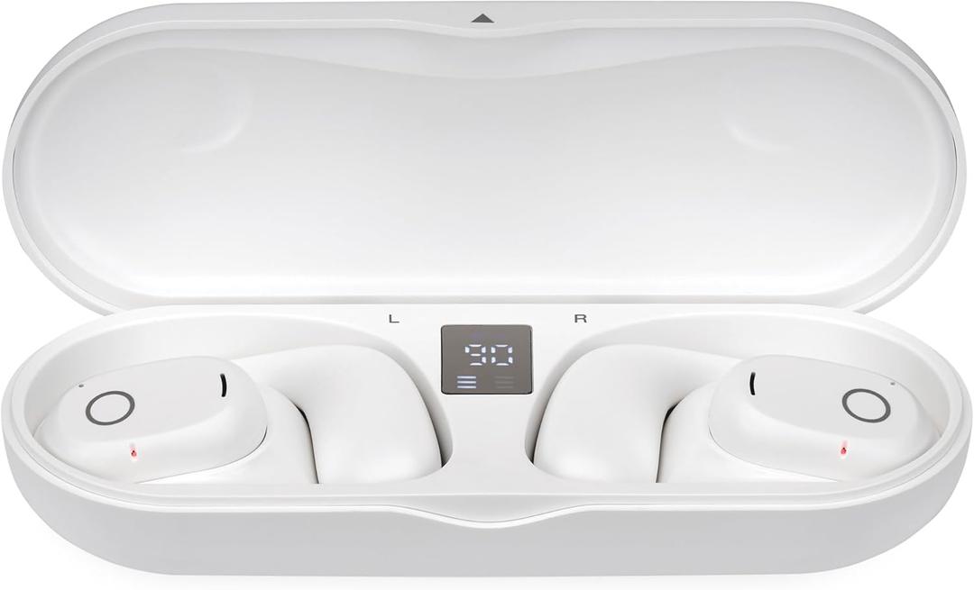 iLive Electronics 16mm Driver Clear Truly Wireless Open Ear Earbuds, White, IAEBTO34W