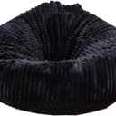 Soft Bean Bag Chair Cover No filler Sofa Cover Storage Bean Bag Cover Organizing Children Plush Toys (Black, Large)