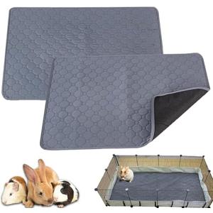 2-Pack 24”x18” Washable Guinea Pig Cage Liner - Reusable & Anti-Slip Guinea Pig Bedding, Instant Absorbent Rabbit Pee Pads, Perfect Cage Liners for Small Animals, Hamster, Puppy