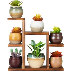 Small Desk Plant Stand 7 Tiers Window Sill Plant Shelf Tabletop Succulent Stand Wood Desktop Flower Pot Stand Holder Plant Rack for Windowsill Desktop Window Ledge Countertop Narrow Space