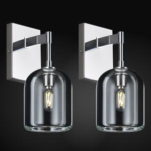 Modern Crystal Wall Sconces Set of Two Indoor Chrome Wall Lamp Vanity Wall Lighting for Bathroom Bedroom Living Room Stair2Pack