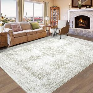 Vintage Living Room Area Rug - 9x12 Large Machine Washable Boho Moroccan Rug Distressed Farmhouse Rugs for Bedroom - Soft Non-Slip Indoor Carpet for Dining Room Office Nursery(Taupe, 9'x12')