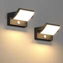 Motion Sensor Outdoor Flood Lights, Modern Aluminum Porch Sconce Lights with 360 Adjustable Head, LED Exterior Wall Sconce for Garage, Waterproof, Black, 3000K, 2 Pack