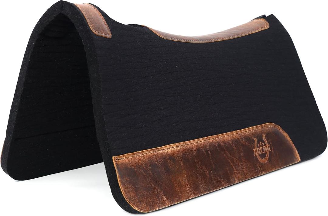 BLACK HOOF Blackhoof Steam Pressed Merino Wool Felt Contoured Pad (31" Length and 32" Width), Saddle pad for Horses, 31"L x 32"W x 1" thick
