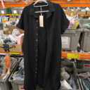 Dokotoo Womens Casual Short Sleeve Side Split Button Down Long Kimonos Cardigans Swimsuit Cover Ups Summer Beach Dress, L