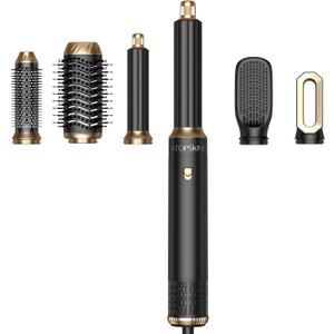 6 in 1 Hair Dryer Brush, Detachable Air Styler, Blow Dryer Brush 3 Heat Settings Frizz-Free Drying, Volumizing, Straightening, Curling for Travel & Home Styling (Pink-Black)