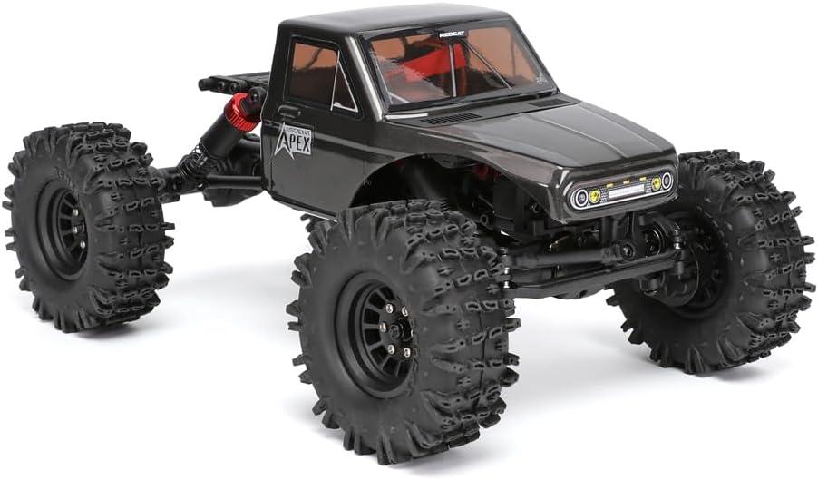 Redcat Racing Ascent-18 APEX, 1/18 Scale Brushless Electric Rock Crawler, Carbon Fiber, 4WD RC Car for Adults with 2.4GHz Radio System (Gray)