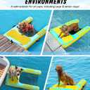 Inflatable Dog Pool Float Ramp - 60'' x 40'' Floating Dock Platform for Dogs Up to 240 lbs, Non-Slip EVA Floating Platform with Water Ramp Ladder Dog Pool Ramps Float for Pool, Dock, Lake, Boat