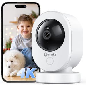 ANNKE 4K UHD Indoor Security Camera, Crater Reno 8MP Smart 2.4/5 GHz WiFi Camera with PTZ, Night Vision, 2-Way Audio, Smart Human Detection, Works with Alexa, Ideal for Baby/Pet Camera/Home Security