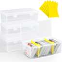 UNAOIWN 4 Pack Trading Card Storage Box, Card Deck Boxes with Dividers Hold 400+ Sport Cards or 100+ Toploader, TCG Card Storage Case for MTG, PTCG, YGO, CCG Collections Organizer