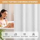 FADOTY No Hook Shower Curtain and Snap in Liner Set White Tufted Chevron Striped Cloth Waterproof Washable Fabric Boho Farmhouse Bath Curtain See Through Mesh Top Window for Bathroom Hotel 71" x 86"