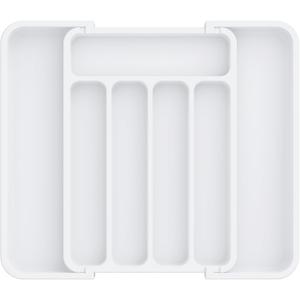 2 x Aujen Silverware Organizer - Expandable Kitchen Drawer Organizer, Adjustable Utensil Organizer, Cutlery Tray for Forks, Knives, Multipurpose Kitchen Organizers and Storage Solution, White, Medium